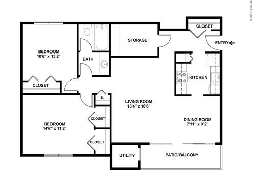 Gable: Beds - 2: Baths - 1: SqFt Range - 970 to 970
