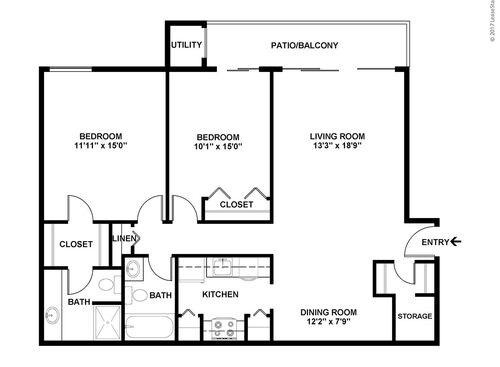Bacall: Beds - 2: Baths - 2: SqFt Range - 1057 to 1057