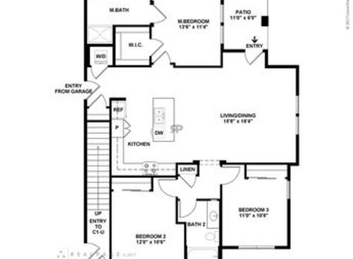 THREE W/ 2 Car Garage: Beds - 3: Baths - 2: SqFt Range - 1528 to 1528