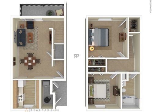 Two Bedroom: Beds - 2: Baths - 1: SqFt Range - 907 to 907