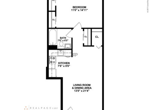 One Bedroom: Beds - 1: Baths - 1: SqFt Range - 500 to 500
