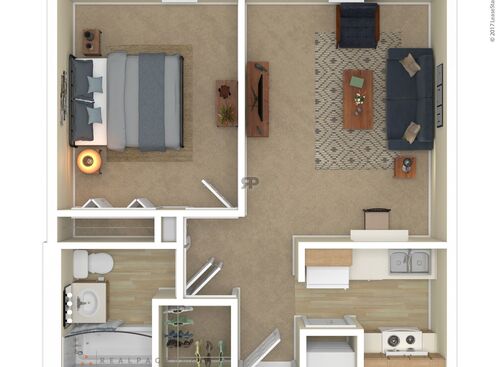 One Bedroom: Beds - 1: Baths - 1: SqFt Range - 550 to 550