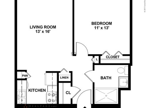 One Bedroom HDC: Beds - 1: Baths - 1: SqFt Range - 550 to 550