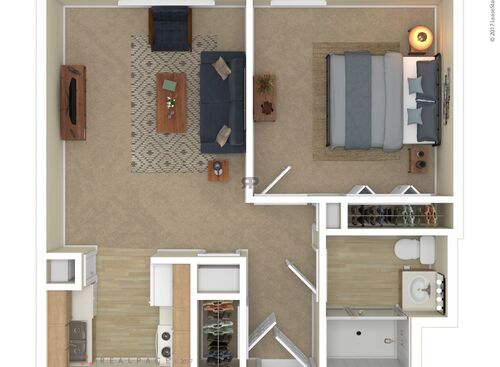 One Bedroom HDC: Beds - 1: Baths - 1: SqFt Range - 550 to 550