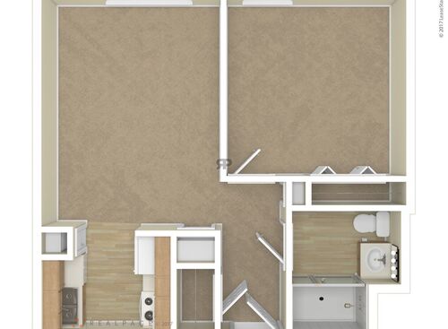 One Bedroom HDC: Beds - 1: Baths - 1: SqFt Range - 550 to 550