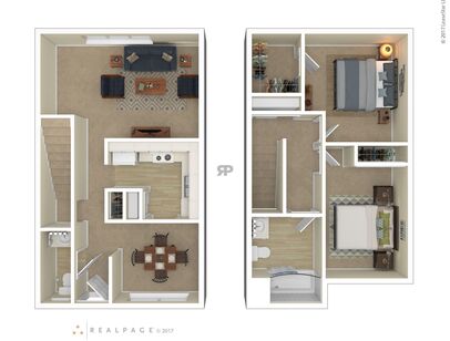 2 Bedroom Townhome Type A HUD: Beds - 2: Baths - 1.5: SqFt Range - 952 to 952