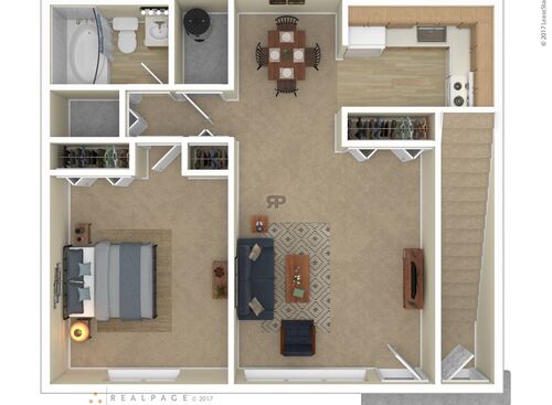 One Bedroom: Beds - 1: Baths - 1: SqFt Range - 500 to 500