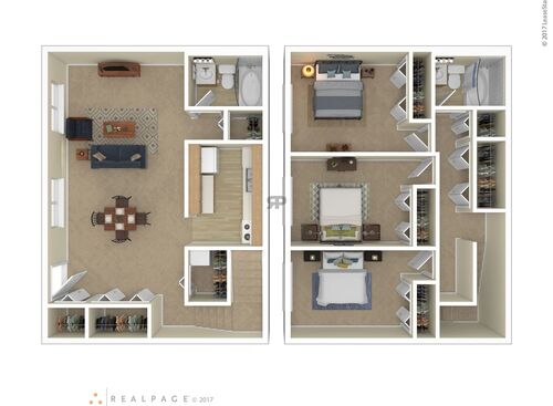 Three Bedroom: Beds - 3: Baths - 2: SqFt Range - 700 to 700