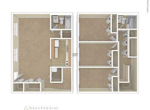Three Bedroom: Beds - 3: Baths - 2: SqFt Range - 700 to 700