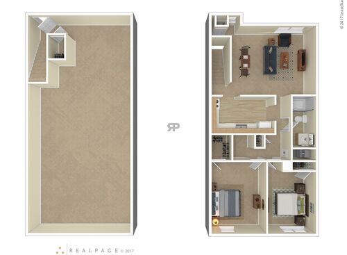 Two Bedroom: Beds - 2: Baths - 1: SqFt Range - 600 to 600