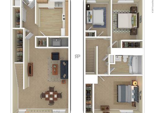 Three Bedroom: Beds - 3: Baths - 1: SqFt Range - 700 to 700