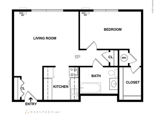 One Bedroom: Beds - 1: Baths - 1: SqFt Range - 500 to 500