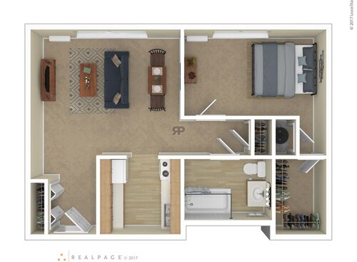 One Bedroom: Beds - 1: Baths - 1: SqFt Range - 500 to 500