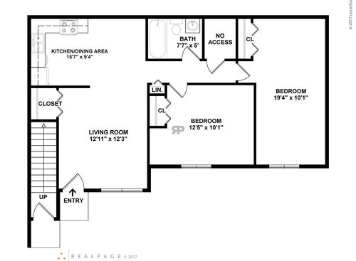 Two Bedroom: Beds - 2: Baths - 1: SqFt Range - 668 to 668