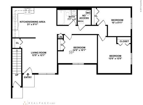 Three Bedroom: Beds - 3: Baths - 1: SqFt Range - 793 to 793