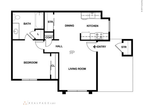 One Bedroom: Beds - 1: Baths - 1: SqFt Range - 637 to 637