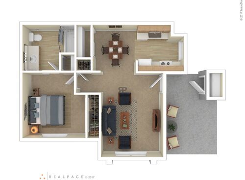 One Bedroom: Beds - 1: Baths - 1: SqFt Range - 637 to 637