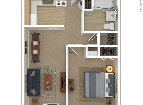 One Bedroom: Beds - 1: Baths - 1: SqFt Range - 500 to 500