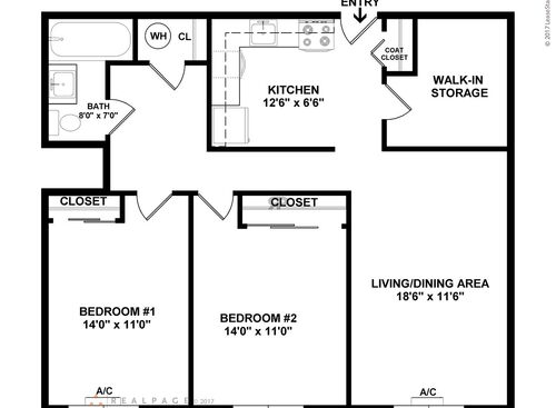 Two Bedroom: Beds - 2: Baths - 1: SqFt Range - 600 to 600