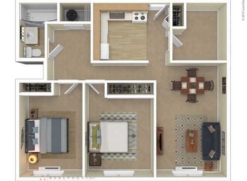 Two Bedroom: Beds - 2: Baths - 1: SqFt Range - 600 to 600