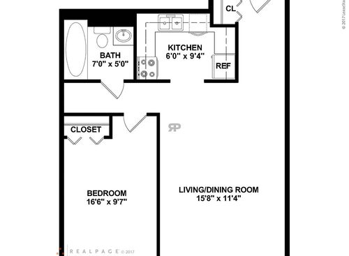 One Bedroom: Beds - 1: Baths - 1: SqFt Range - 500 to 500