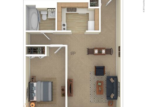 One Bedroom: Beds - 1: Baths - 1: SqFt Range - 500 to 500