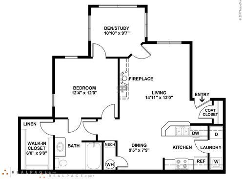 One bedroom + Sunroom: Beds - 1: Baths - 1: SqFt Range - 906 to 906