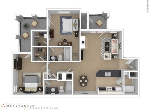 Two bedrooms / Two bathrooms: Beds - 2: Baths - 2: SqFt Range - 1226 to 1226