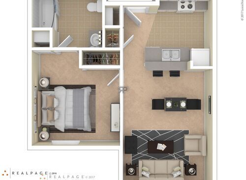 1 Bedroom - 1 Bathroom: Beds - 1: Baths - 1: SqFt Range - 590 to 590