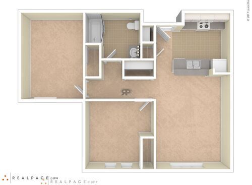 2 Bedroom - 1 Bathroom: Beds - 2: Baths - 1: SqFt Range - 910 to 910