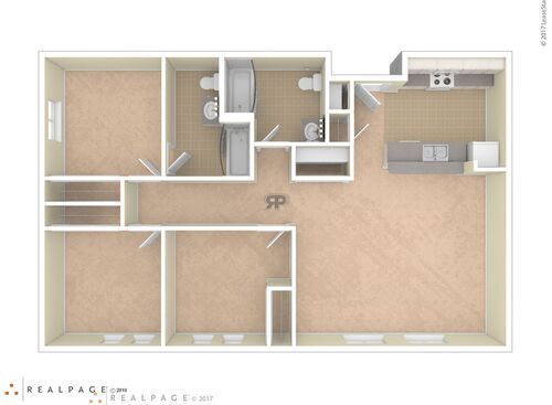 3 Bedroom - 1 Bathroom: Beds - 3: Baths - 2: SqFt Range - 1220 to 1220