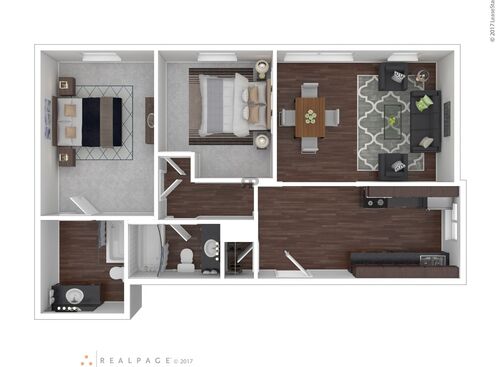 Two Bedroom Two Bath: Beds - 2: Baths - 2: SqFt Range - 950 to 950