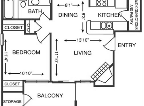1 Bedroom: Beds - 1: Baths - 1: SqFt Range - 600 to 600