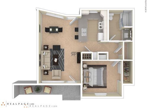 1BR Type 2: Beds - 1: Baths - 1: SqFt Range - 700 to 700