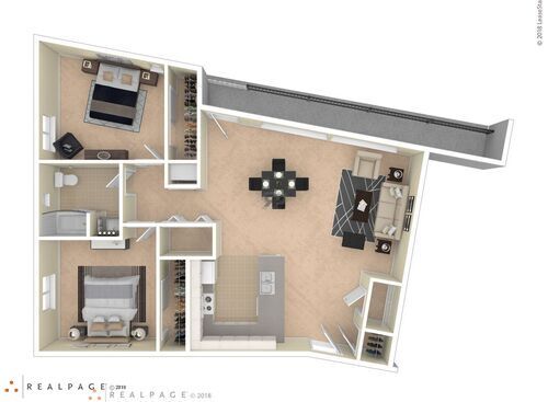 2BR Type 7: Beds - 2: Baths - 1: SqFt Range - 1030 to 1030