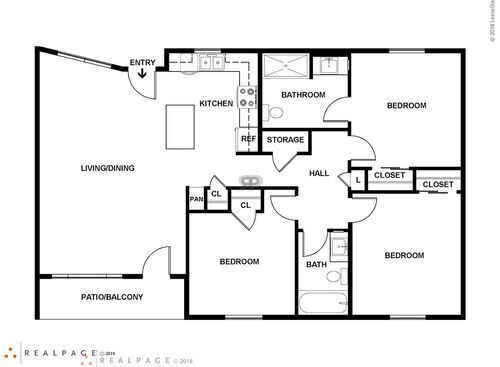 3BR Type 1: Beds - 3: Baths - 1: SqFt Range - 1090 to 1090