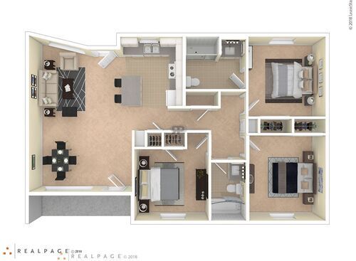 3BR Type 1: Beds - 3: Baths - 1: SqFt Range - 1090 to 1090