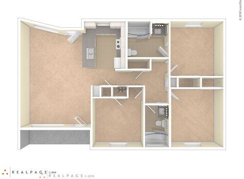 3BR Type 2: Beds - 3: Baths - 1: SqFt Range - 1100 to 1100