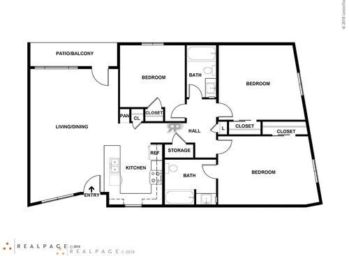 3BR Type 3: Beds - 3: Baths - 2: SqFt Range - 1180 to 1180