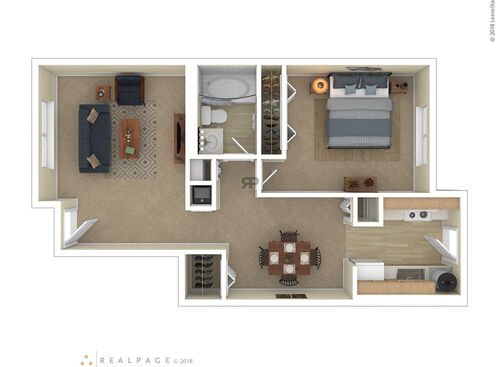 One Bedroom: Beds - 1: Baths - 1: SqFt Range - 500 to 500