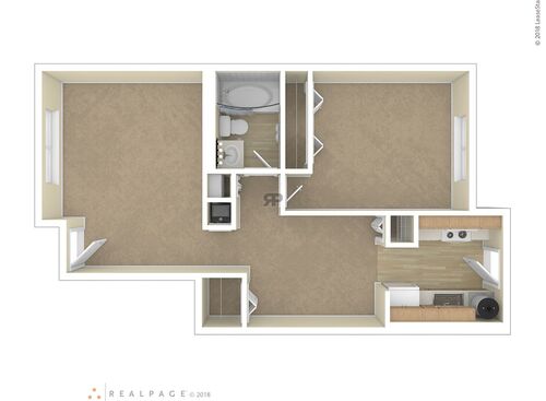 One Bedroom: Beds - 1: Baths - 1: SqFt Range - 500 to 500