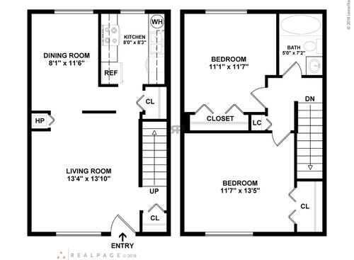 Two Bedroom: Beds - 2: Baths - 1: SqFt Range - 600 to 600
