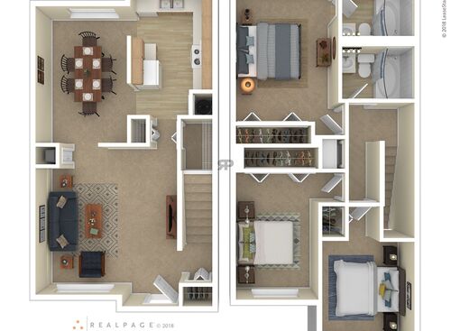 Three Bedroom: Beds - 3: Baths - 2: SqFt Range - 700 to 700