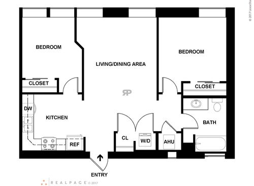 2 Bedroom 1 Bath: Beds - 2: Baths - 1: SqFt Range - 756 to 756
