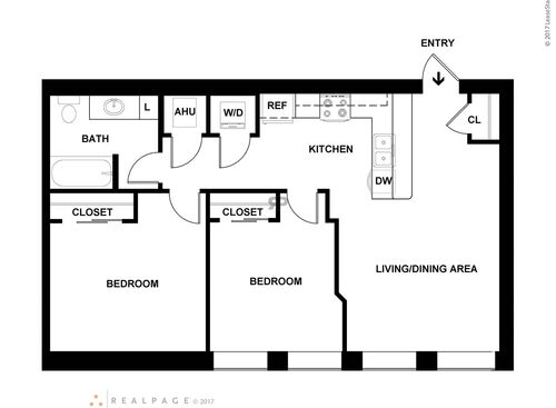 2 Bedroom 1 Bath: Beds - 2: Baths - 1: SqFt Range - 850 to 850