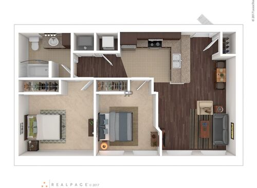 2 Bedroom 1 Bath: Beds - 2: Baths - 1: SqFt Range - 850 to 850