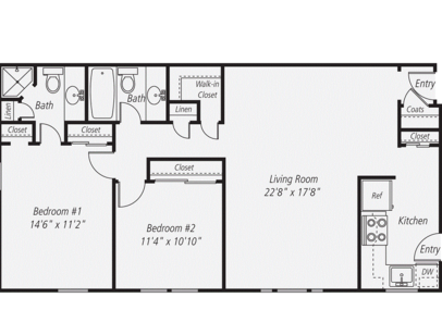 2 Bedroom / 2 Bath: Beds - 2: Baths - 2: SqFt Range - 1090 to 1090