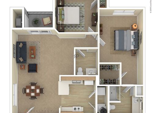 2 Bedroom - 1.5 Bathroom Upper: Beds - 2: Baths - 1.5: SqFt Range - 1137 to 1137