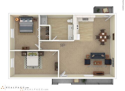 Two Bedroom: Beds - 2: Baths - 1.5: SqFt Range - 970 to 970