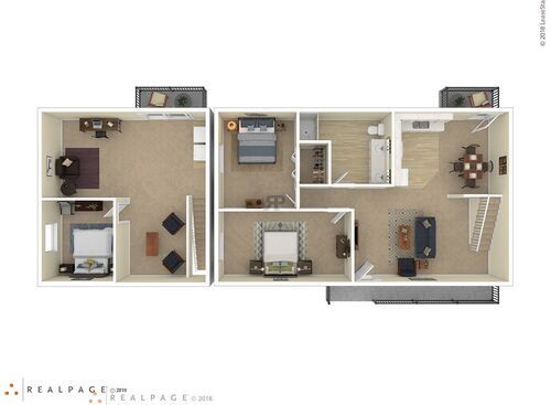 Three Bedroom: Beds - 3: Baths - 1.5: SqFt Range - 1100 to 1500